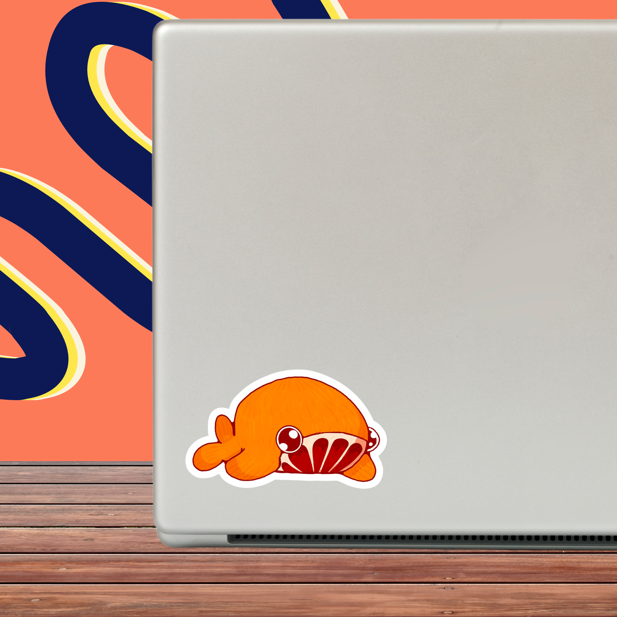 Bandit the Blood Orange Whale Sticker