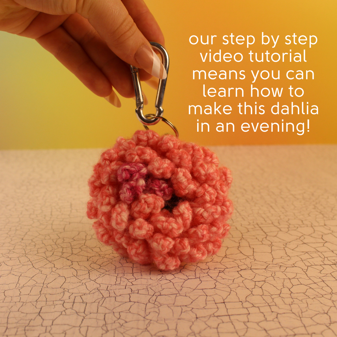 Dahlia Keychain Learn to Crochet Kit for Healthcare Safe Havens