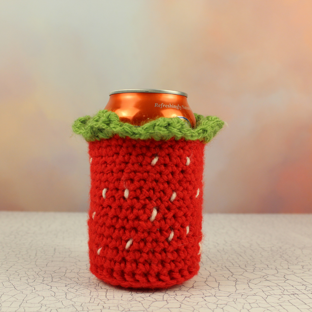 Strawberry Can Coozie Learn to Crochet Kit