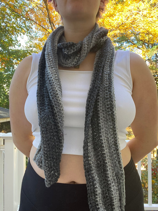 Greyscale Thick Ribbed Scarf