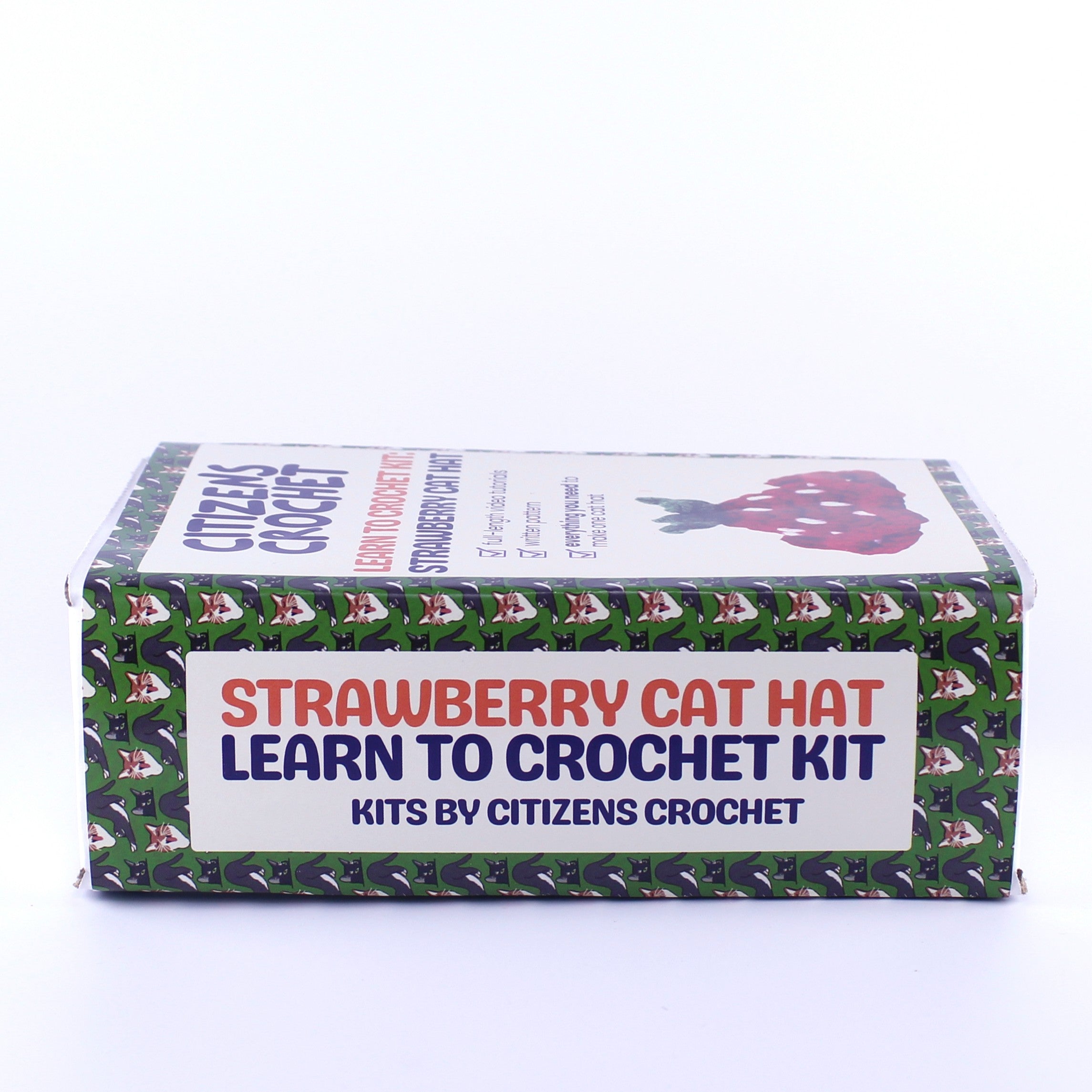 Strawberry Cat Hat Learn to Crochet Kit
