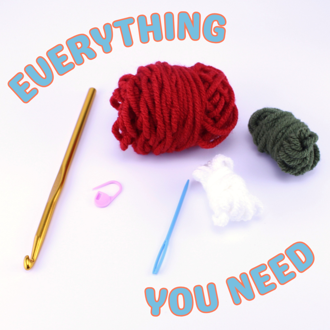 Strawberry Cat Hat Learn to Crochet Kit