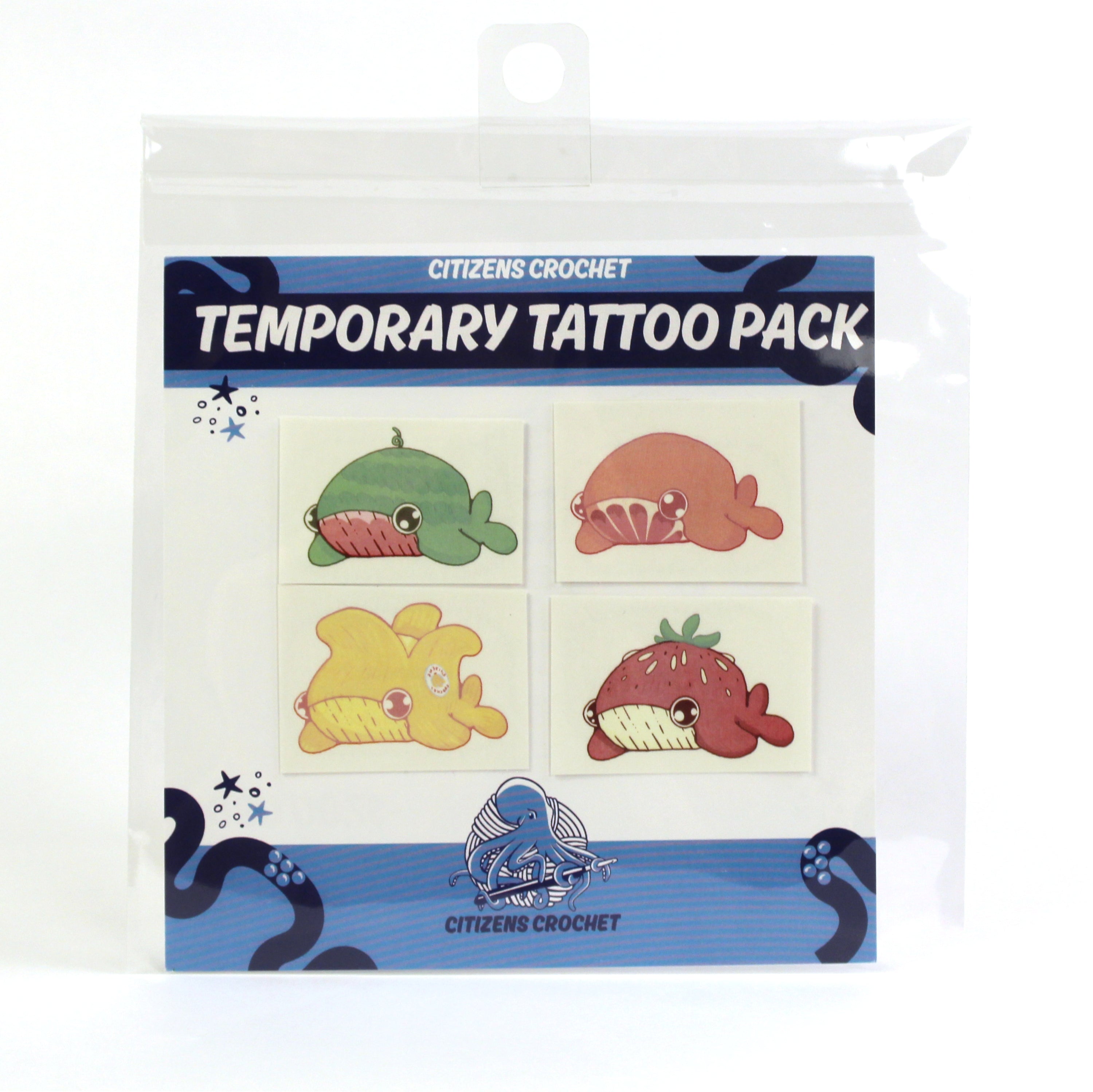 Fruity Whales Summer Temporary Tattoo Pack