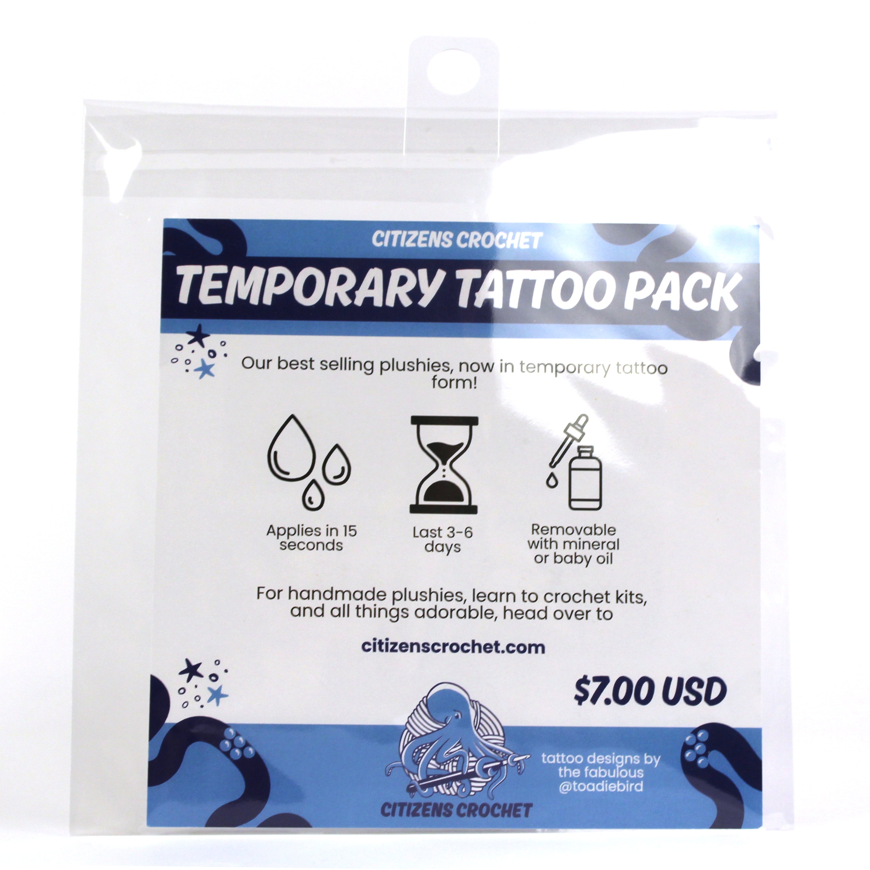 Fruity Whales Summer Temporary Tattoo Pack