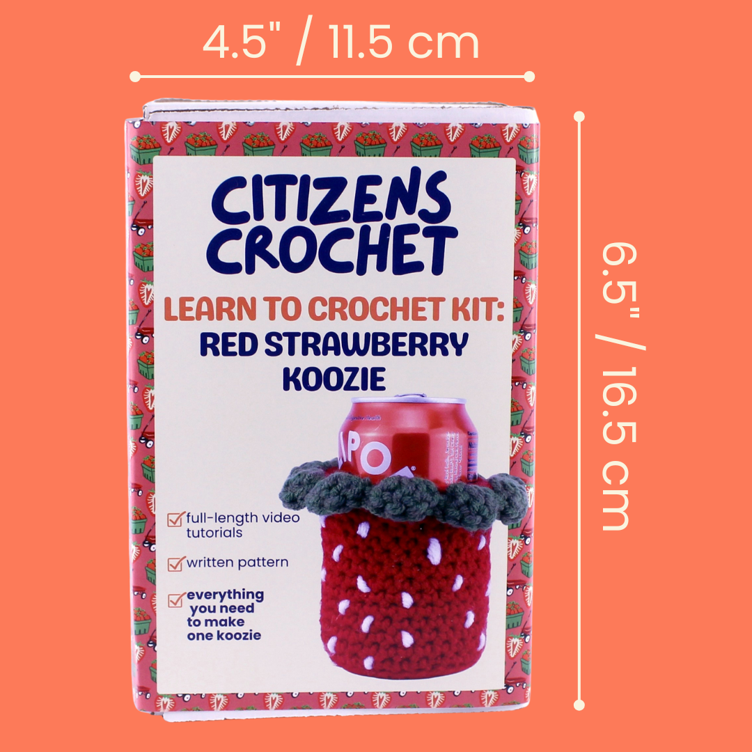 Pink Strawberry Koozie Learn to Crochet Kit