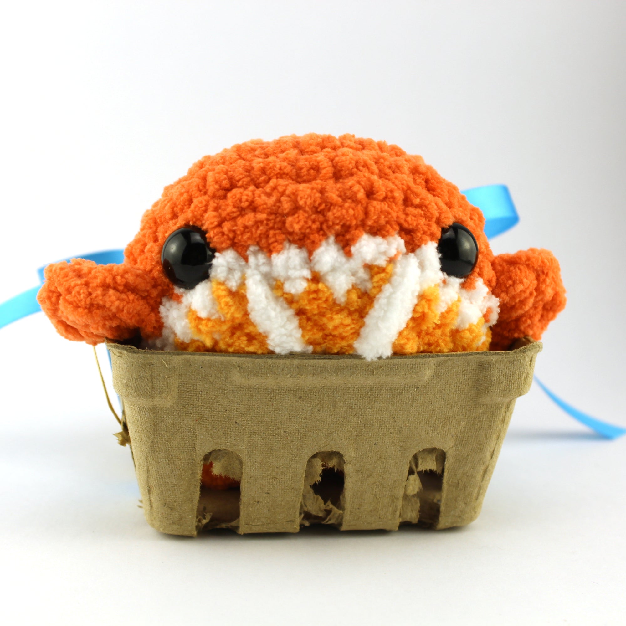 Octavia the Orange Whale Crocheted Plushie