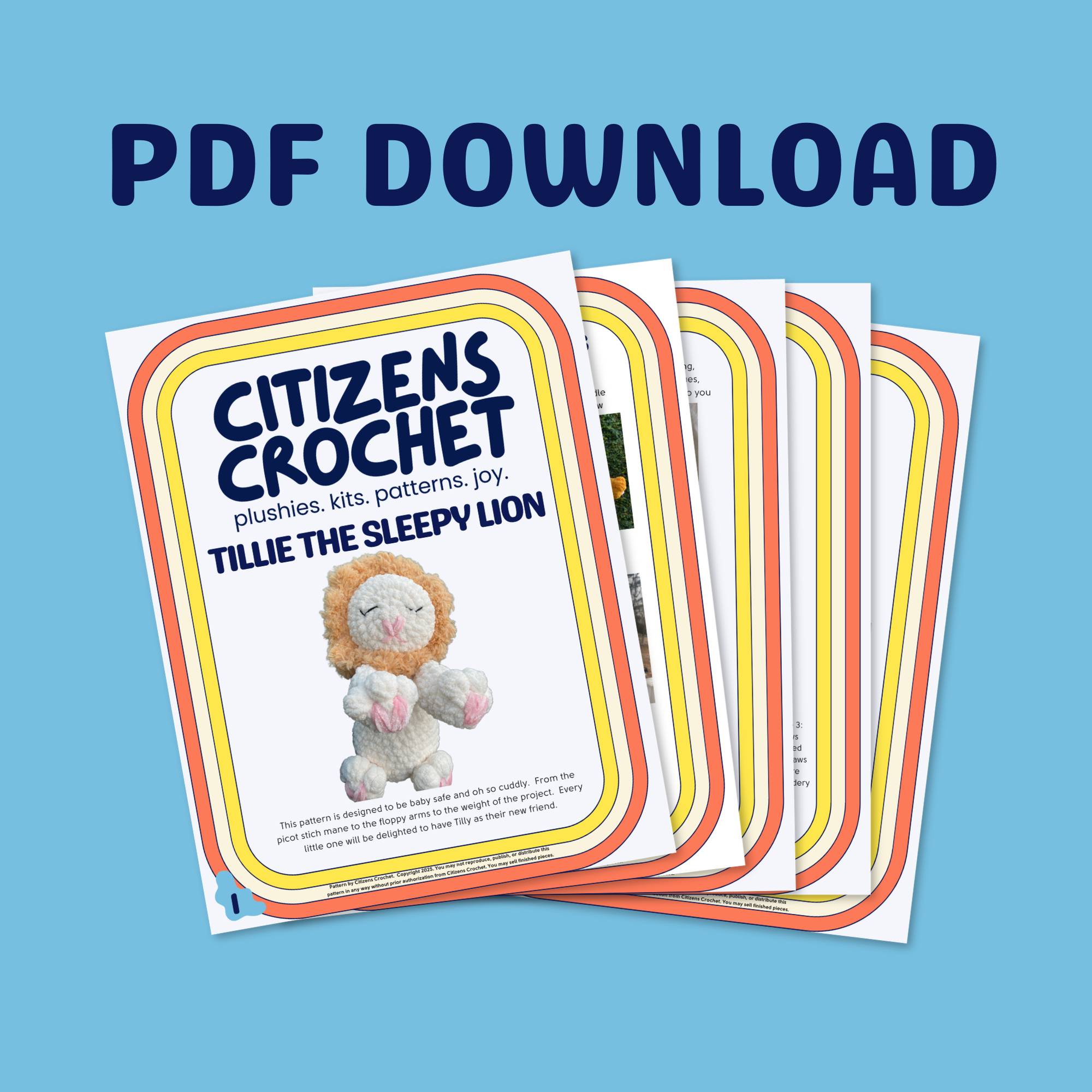 Tillie the Sleepy Lion Crochet Pattern