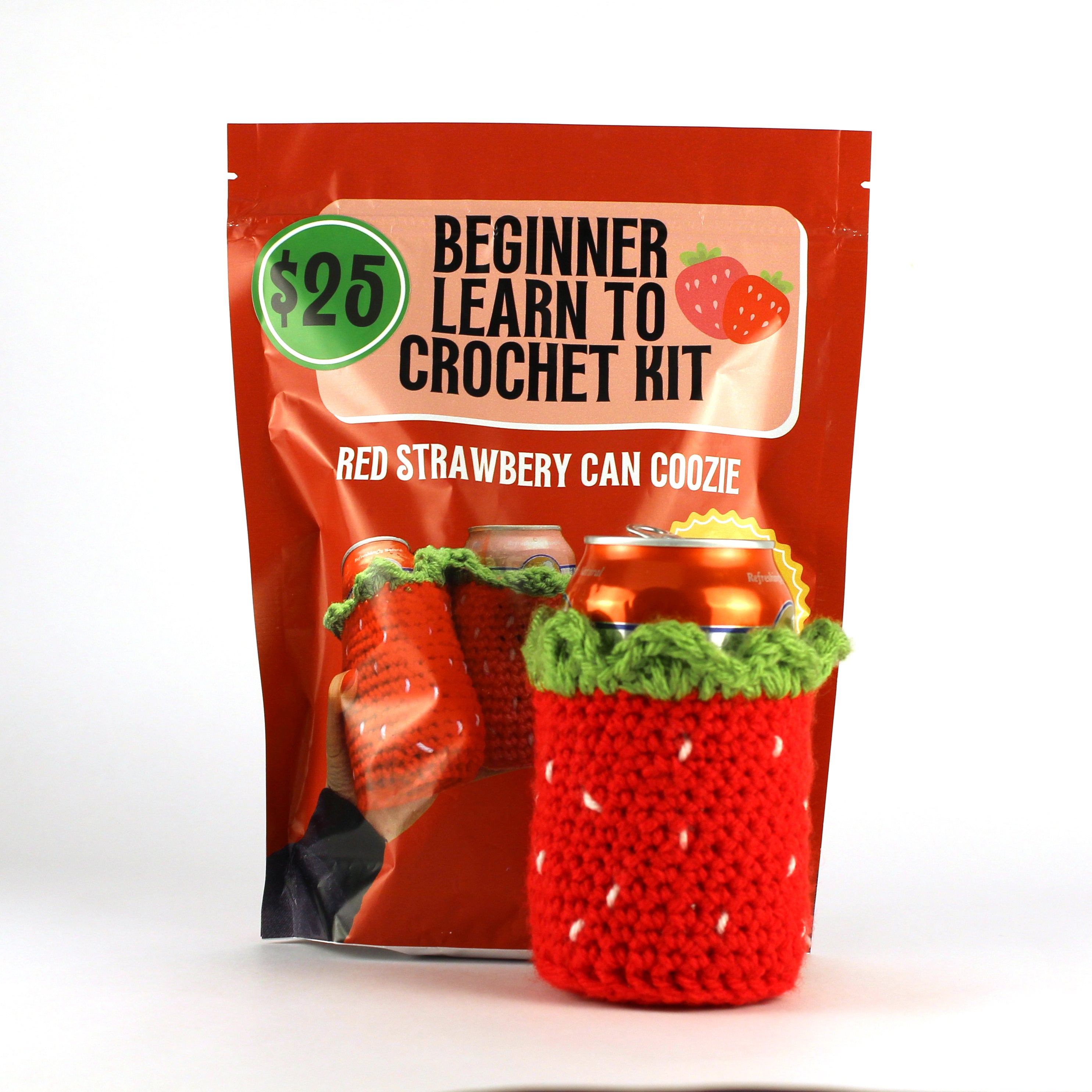 Strawberry Can Coozie Learn to Crochet Kit