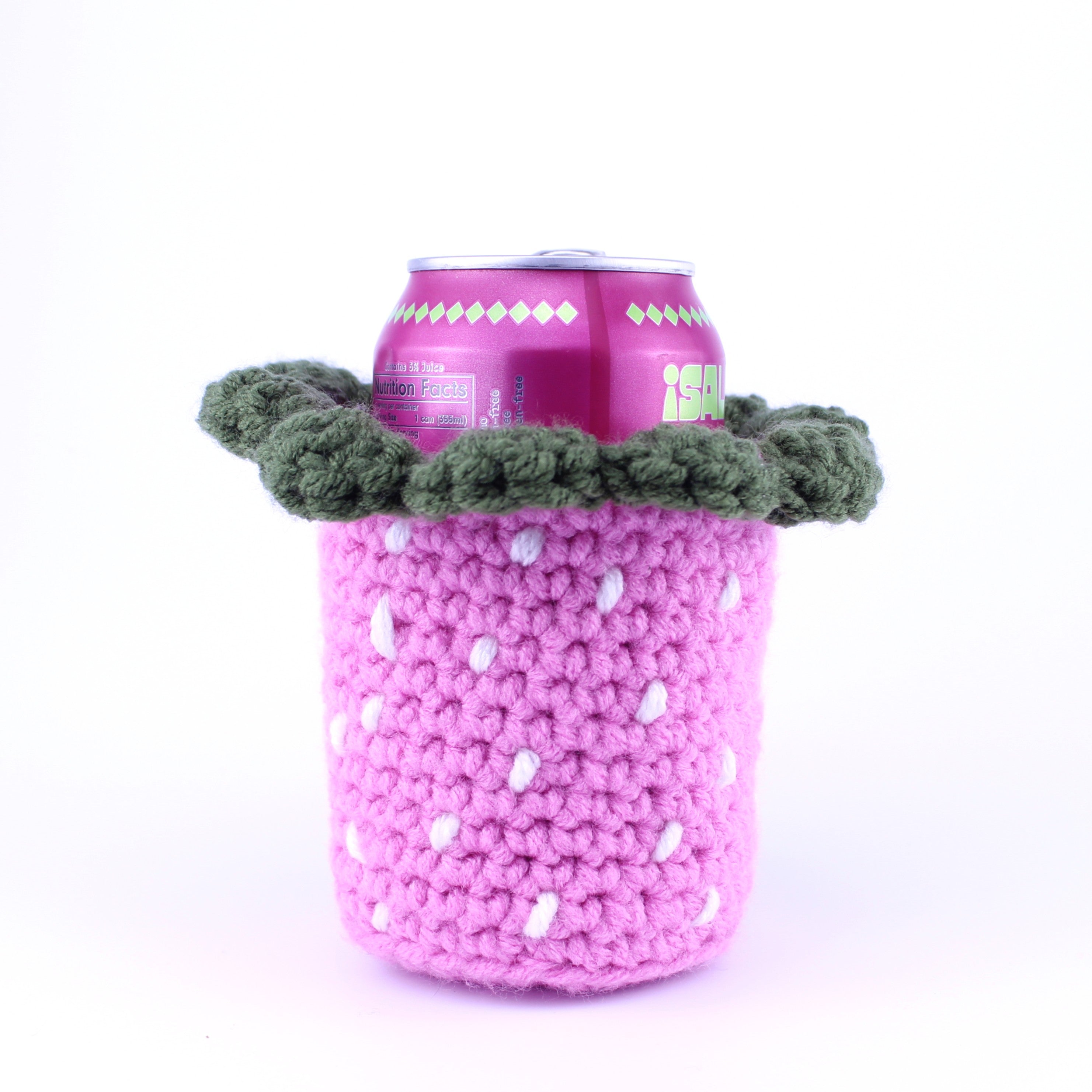 Pink Strawberry Koozie Learn to Crochet Kit