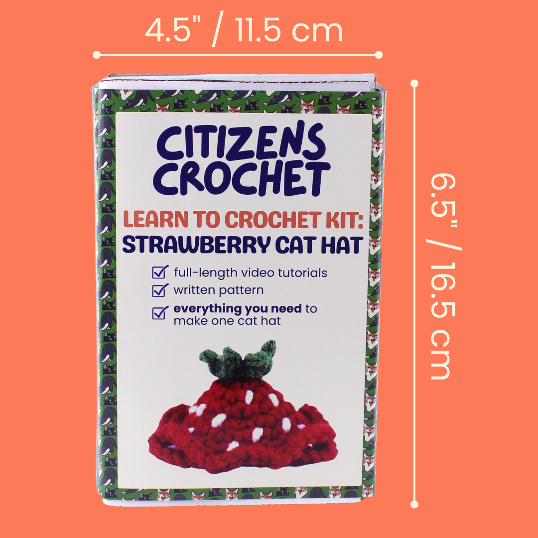 Strawberry Cat Hat Learn to Crochet Kit