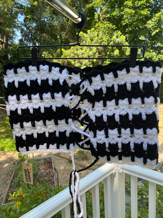 Black and White Cat Stitch Top (XL-XXL)