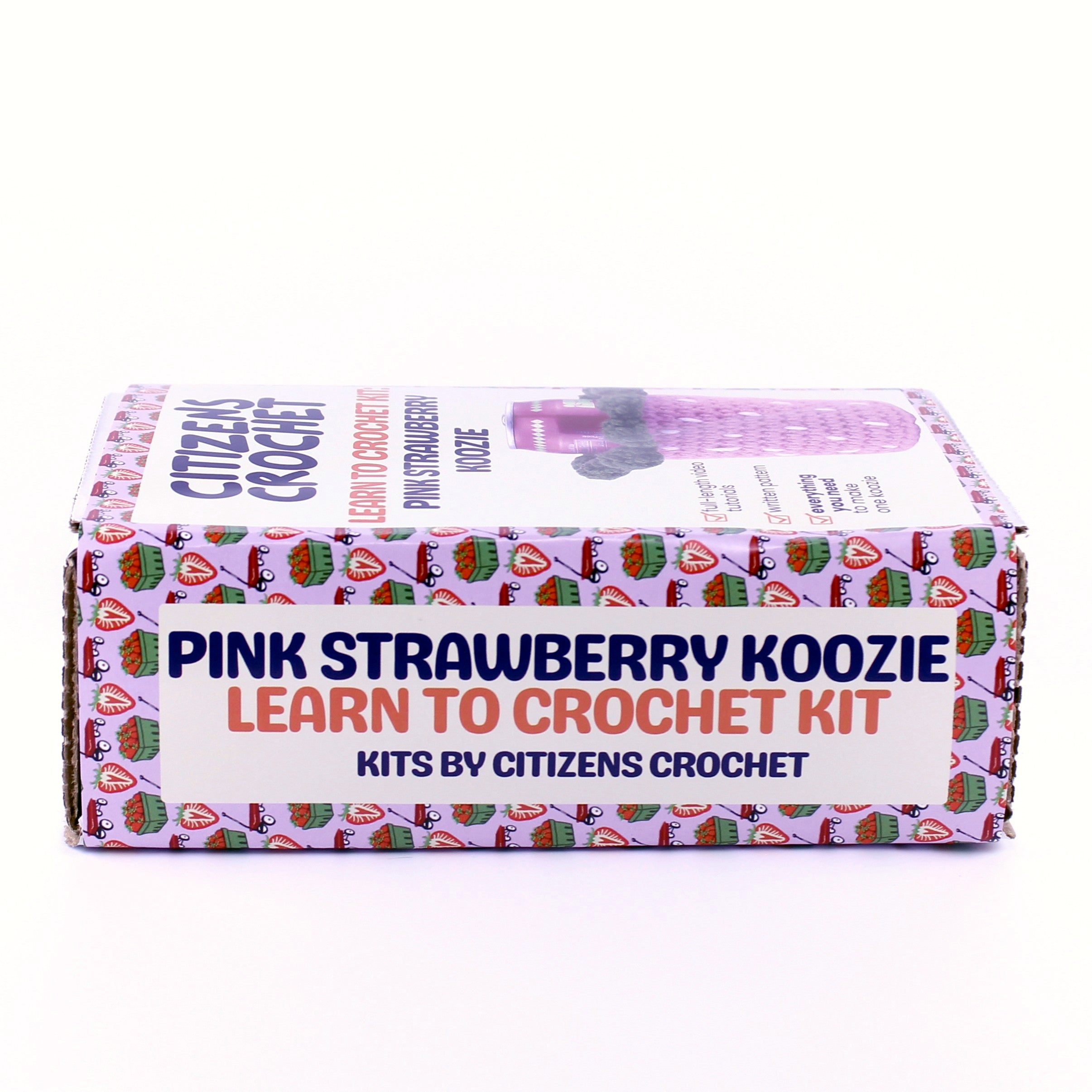 Pink Strawberry Koozie Learn to Crochet Kit