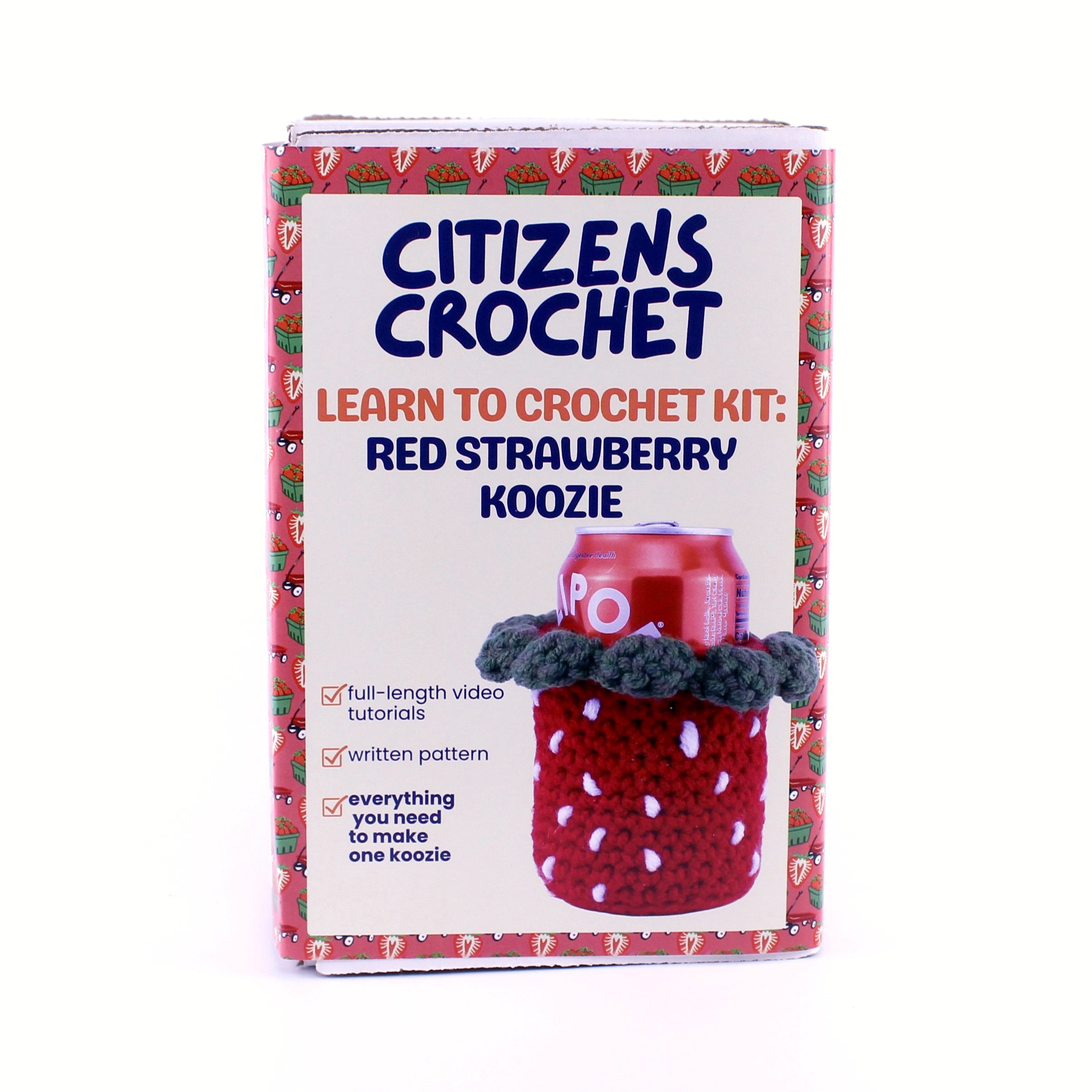Red Strawberry Koozie Learn to Crochet Kit