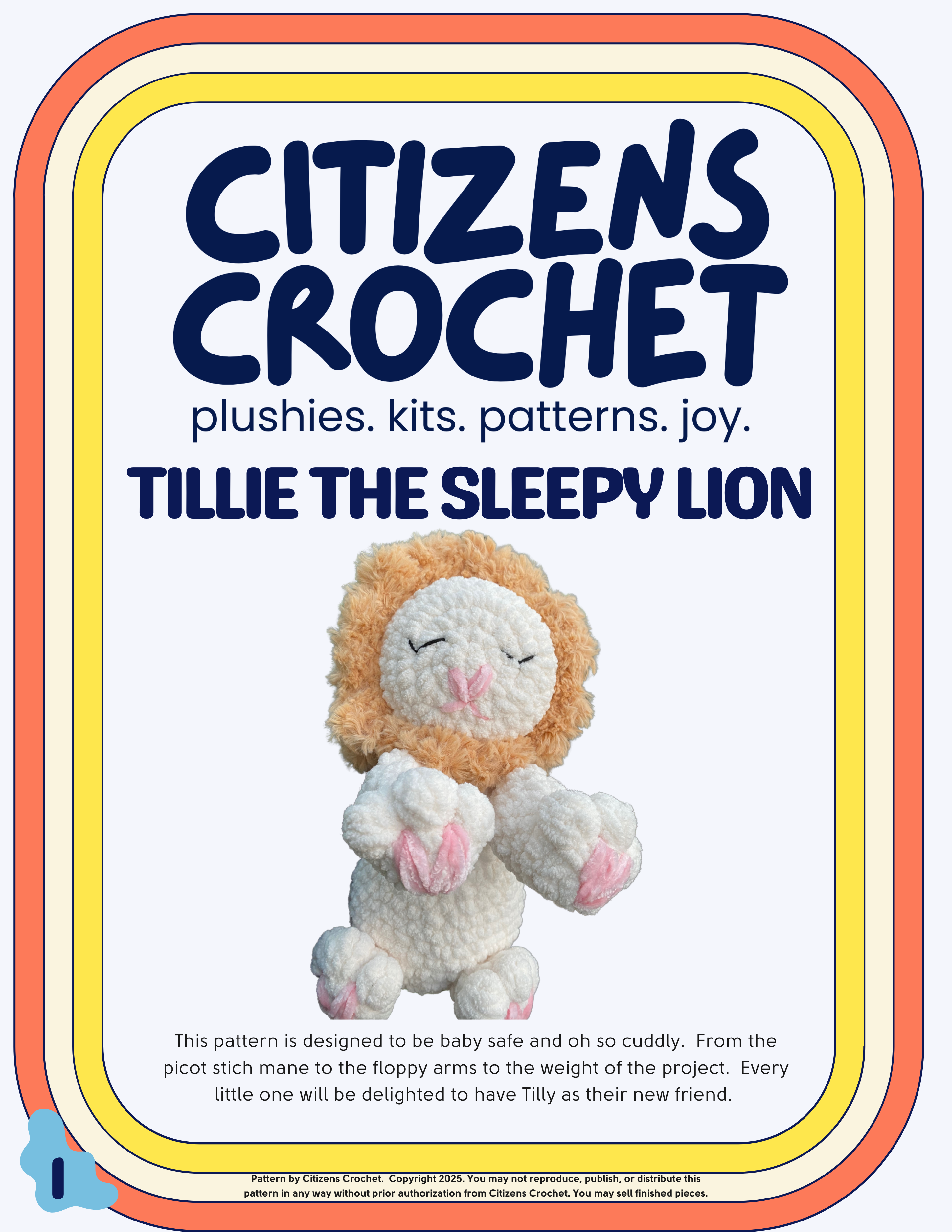 Tillie the Sleepy Lion Crochet Pattern
