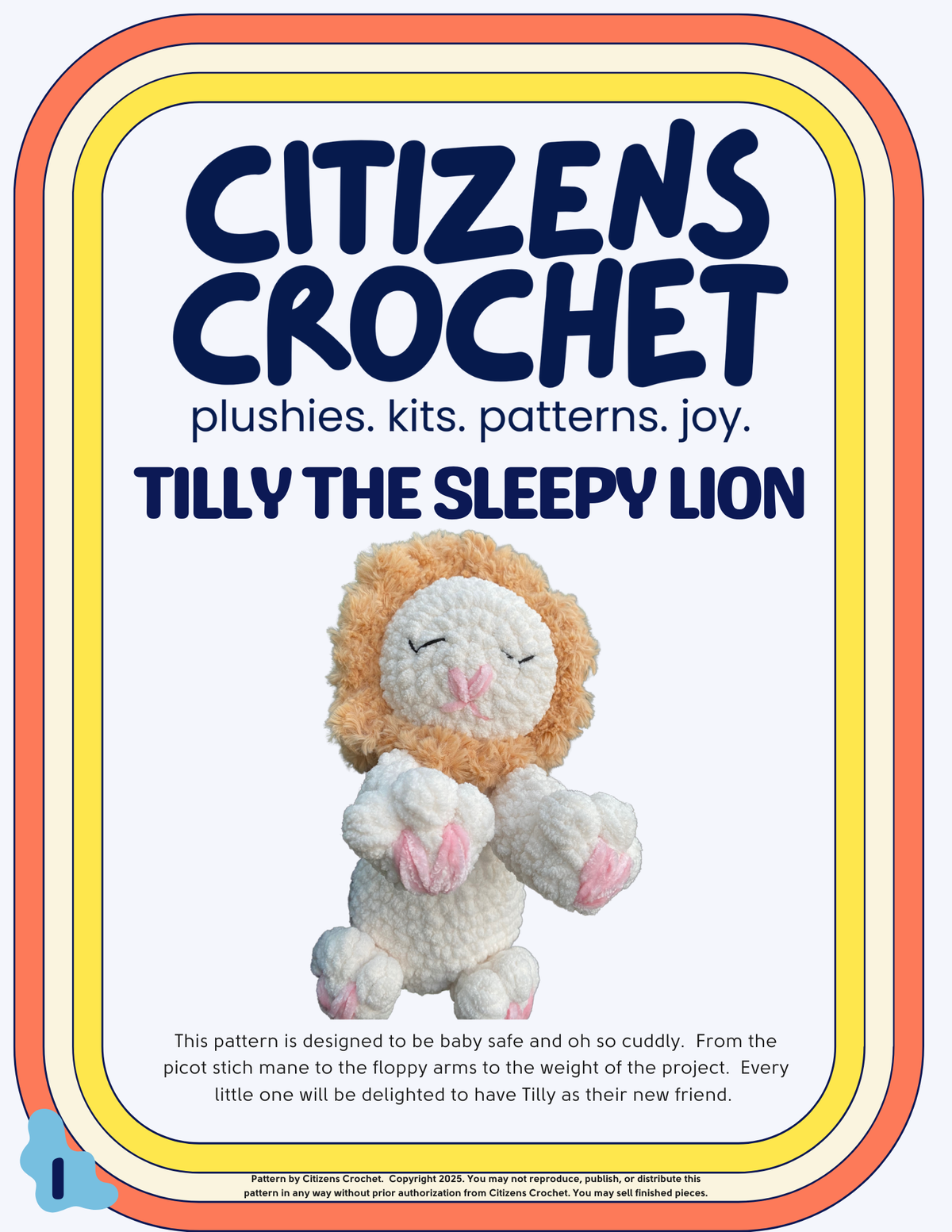 Tilly the Sleepy Lion Crochet Pattern